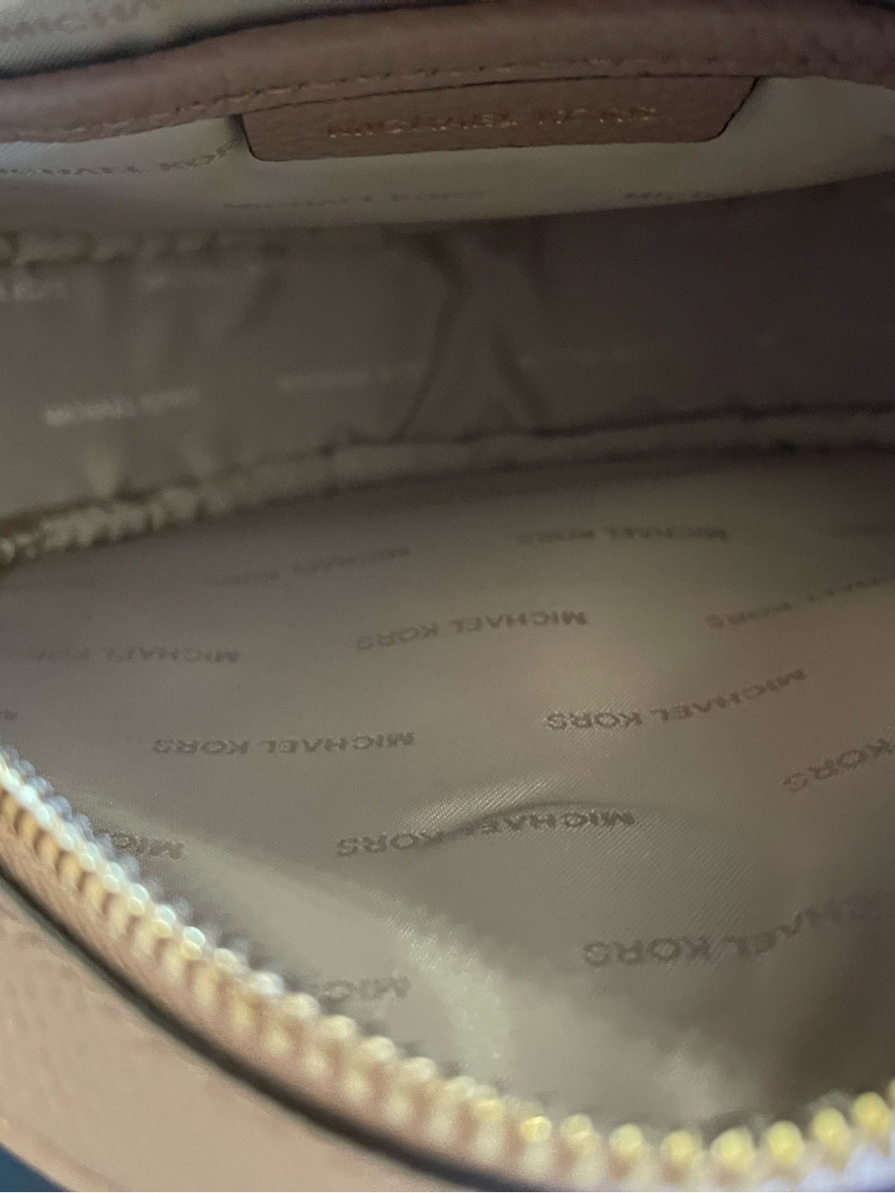 Michael Kors Round Pebbled Crossbody in Tan - Picture 6 of 8